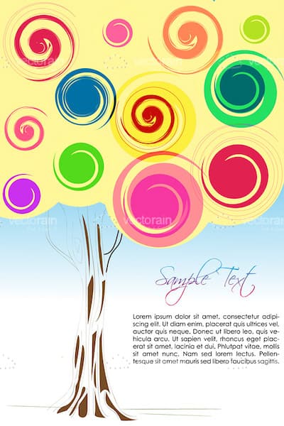 Abstract Colorful Tree with Sample Text